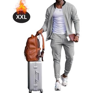 Livano Joggingpak - Huispak - Volwassenen - Trainingspak - Comfortabel - Joggingsbroek - Tracksuit - Heren - Casual - Lichtgrijs - XXL