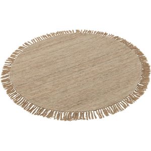 J-Line tapijt Rond + Franjes Tweekleurig - wol - beige - small