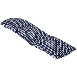 Kersenpitkussen Langwerpig Cervico - 52 x 13cm - Blauw met Witte Golven