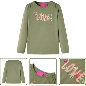 vidaXL Meisjes Hemd - Kinderhemd - Kindershirt met lange mouwen 116 kakikleurig - Jongens Hemd - Longsleeve - Kinderkleding