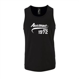Zwarte Tanktop sportshirt met ""Awesome sinds 1972"" Print Wit Size L