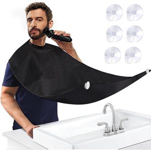 Beard Shaving Bib with 6 Suction Cups Waterproof Beard Trimming Catcher Cape - Shaving Hairstyle Gift for Men