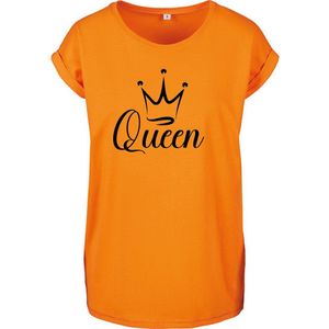T-Shirts Dames Queen-Oranje - Zwart-S