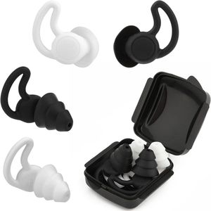 Nordivar - Geluidsdempende Siliconen Oordopjes voor Slapen, Ruisonderdrukking, Herbruikbaar, Waterdicht - Ideaal voor Slaap, Snurken, Concerten - 2 Paar (Zwart, Wit)