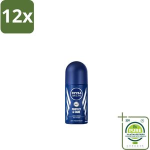 NIVEA MEN - Deodorant Roller - Protect & Care - 50 ml - Voordeelverpakking - 12 stuks - Deodorant - Anti-transpirant