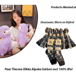 Alpaka - Thermosokken - 6 Paar - Dikke Sokken - 100% Wol - Maat 43-47