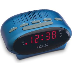 Horlogeradio met FM, LED-display, 2 Wektijden en Slaaptimer - Blauw