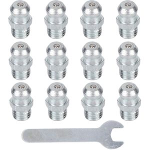 100 Stuks Smeernippels, 1/4-28 SAE Rechte Draad Smeernippels met Sleutel voor Auto en Industriële Machines