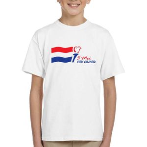 Bevrijdingsdag - Kinder T-Shirt - Wit - Maat 146 / 152 - T-Shirt leeftijd 11 tot 12 jaar - Grappige teksten - Cadeau - Shirt cadeau - Bevrijdingsdag - verjaardag - 5 mei T-Shirt