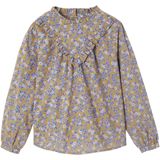 Blouse - Olijf - Meisjes - Hoge Kraag - Bloemenprint