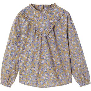 Blouse - Olijf - Meisjes - Hoge Kraag - Bloemenprint