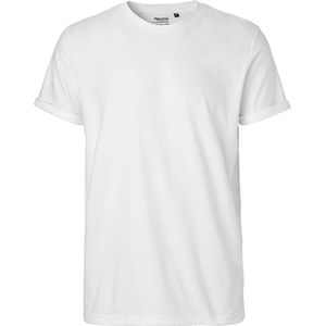 Men´s Roll Up Sleeve T-Shirt met ronde hals White - XL