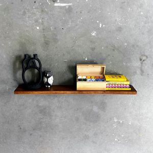 GoudmetHout - Zwevende wandplank - Blinde montage - eiken - 60 x 15 cm - donker eiken - zwevende boekenplank - Incl. bevestiging