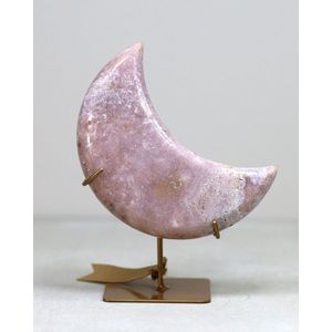 Unique Gemstones – Roze Amethist maan op standaard - Edelstenen en Mineralen - Kristallen - Spiritualiteit - Woondecoratie