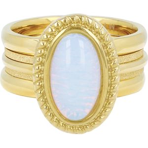 My Bendel Ring goudkleurig met hartje - Goudkleurige ring met open hartjes patroon - Met luxe cadeauverpakking