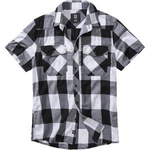 Brandit - Checkshirt Halfsleeve Overhemd - XXL - Wit/Zwart