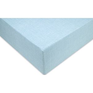 Zohome Hoeslaken Lino - Onderlaken 1 persoons - 90x210-220 - 100% Katoen - Blauw