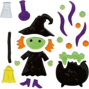 Horror raamstickers heks 20 x 25 cm - Halloween feest decoratie - Horror stickers