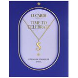 Lucardi - Dames Stalen Goldplated Ketting - Goudkleurig - 47 cm