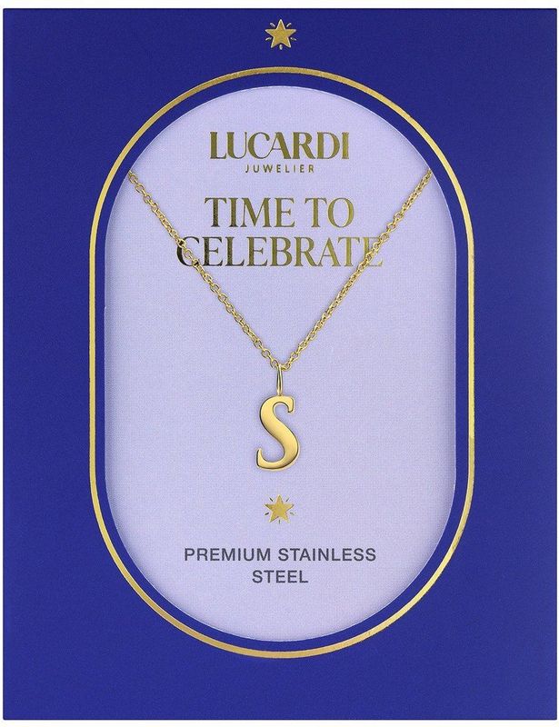 Lucardi - Dames Stalen Goldplated Ketting - Goudkleurig - 47 cm