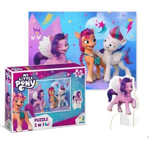 DODO Toys - My Little Pony Puzzel 2-in-1 met Pipp Speelfiguur 4+ - 60 stukjes - 23x32 cm - My Little Pony Speelgoed 3-4-5 jaar-Kinderpuzzel 4 jaar