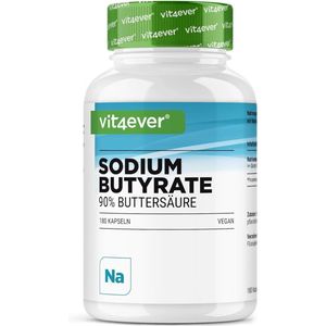 Vit4ever - Natriumbutyraat - 180 capsules met 600 mg - Premium: 90% boterzuur - Puur natriumbutyraat zonder ongewenste toevoegingen - Hooggedoseerd, veganistisch