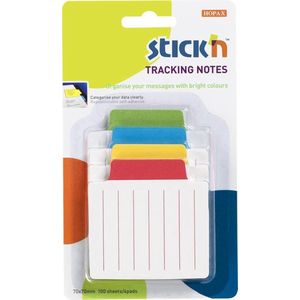 Stick'n Bladwijzers - Bookmark - sticky notes, 70x70mm, gelijnd, 4x25 index tabs