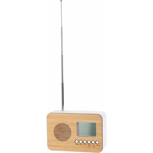 Excellent Houseware Digitale wekker - naturel/wit - kunststof - 14 x 6 x 10 cm - alarm klok
