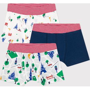Petit Bateau Set met drie katoenen boxershorts met motief van Parijs voor kinderen Jongens Onderbroek - Meerkleurig - Maat 92/98