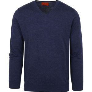 Suitable Pullover V-Hals Merino Kobalt Blauw - Maat 3XL - Heren