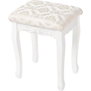 Rootz Makeup Stool - Vanity Chair - Barokstijl - E1 MDF - Wit - 40cm x 50cm x 30cm