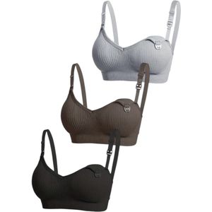 voedingsbh - 3 PACK - MAAT M - Voedingsbh zonder beugels - Zwangerschapsbh - verstelbare schouderband - zachte stof - naadloos ontwerp - uitneembare vulling - voorkant voorzien van flap - handig met borstvoeding