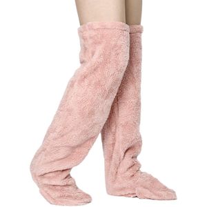 Warme kniekousen van ganzendons - Hoog pluche - Geschikt voor zwangere vrouwen/vrouwen na de bevalling en ouderen met koude benen - Essentiële katoenen sokken voor koud weer - Lichtroze