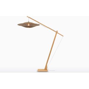GOOD&MOJO Vloerlamp Bali - Bamboe/Zwart - 19x87x207cm - Scandinavisch,Bohemian - Staande lamp voor Woonkamer - Slaapkamer