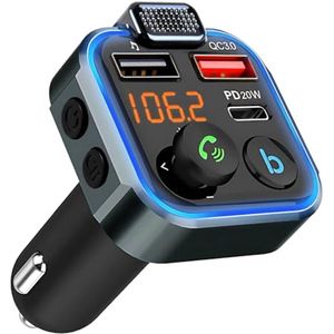 Draadloze FM Bluetooth Radio Adapter voor Auto met Snellader en 3 Oplaadpoorten