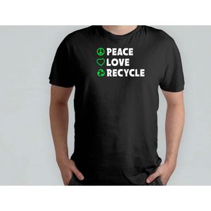 Peace love recycle - T Shirt - SaveTheEarth - GoGreen - RedDeAarde - BeschermOnzePlaneet - GroenLeven - Recycleren - Recycle