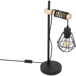 QAZQA chon - Landelijke Tafellamp - 1 lichts - H 51 cm - Zwart - Woonkamer | Slaapkamer | Keuken