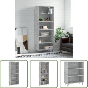 The Living Store Hoge Kast - Opbergkast - 69.5x32.5x180 cm - Betongrijs