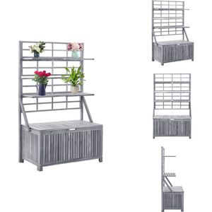 vidaXL Opbergkist - Opbergkisten - Opslagkist - Opslagkisten - Opbergbox met latwerk 99x55x160 cm massief acaciahout grijs