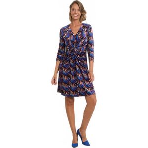 Bedrukte fluwelen jurk met gedrapeerde taille