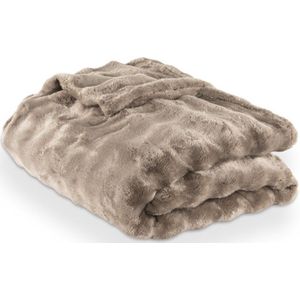 Tiseco - WAVE - Plaid - Taupe - Zacht fleece deken met bubbelstructuur - 150x200 cm