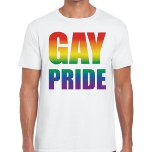 Gay pride t-shirt wit - wit gaypride shirt voor heren - Gay pride XL