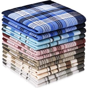 Ibenzoa® Traditionele Herenzakdoeken Set van 12 Stuks in Zes Kleuren, 100% Katoen, 40x40 cm