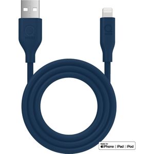 Qware - USB A to lightning - Kabel - Cable - Fast charge - Snel laden - 1 meter - Siliconen - Knoop vrij - Extra flexibel - Blauw