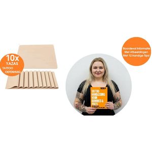 10x tattoo oefenhuid dubbelzijdig en 19 PAGINA'S YAZAS tattoo handleiding | blanco kunsthuid | nephuid- voor het oefenen van tatoeage's, microblading, permanente make-up