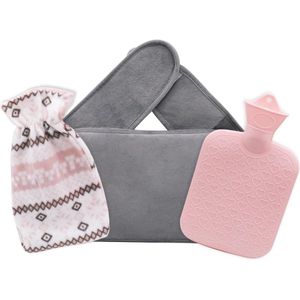 3-delige warmwaterkruik met overtrek - natuurlijk rubber - kunstmatig pluche bont - warm en winter - taillepijn
