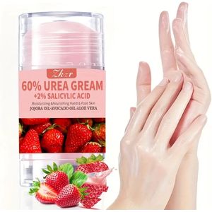Urea 60% Voetcrème met Salicylzuur – Aardbei Geurende Hydraterende Lotion met Hyaluronzuur, Jojoba Olie, Avocado Olie & Aloë Vera Extract – Alcoholvrij voor Diepe Penetratie van Droge Huid – Ideaal voor Alle Huidtypen en Voetproblemen