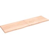 The Living Store Wandplank Eikenhout - 220 x 60 x 4 cm - Rustieke stijl - Handgemaakt - Natuurlijke rand