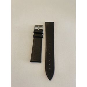 Horlogeband-model f4-dames-heren-20 mm breed-soepel leder-makkelijk aan te doen-zwart glad-anti allergisch