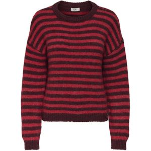 Bordeaux-rood gestreepte trui
